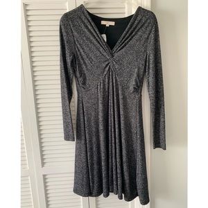 Long-sleeve, heather gray business casual dress